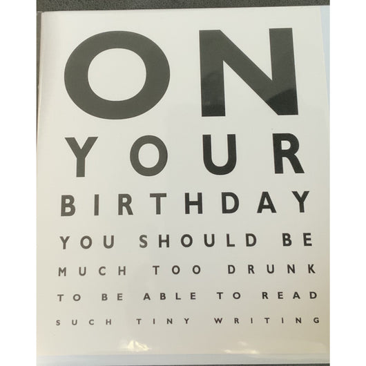 On your birthday card eye test