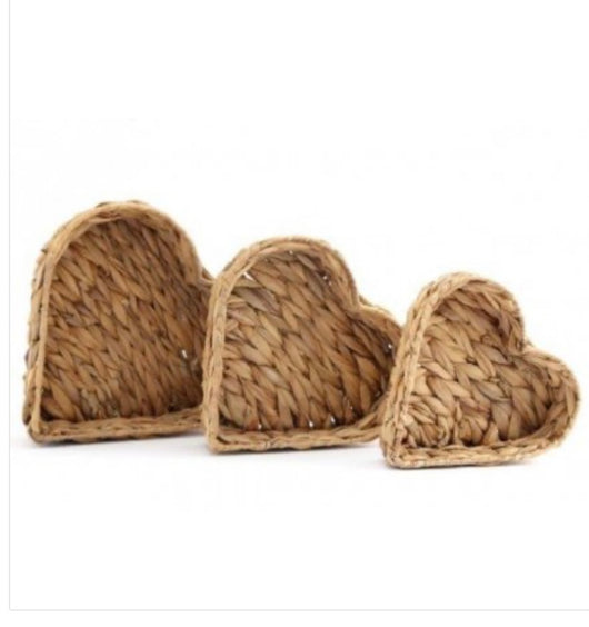 Set Of 3 Heart Storage Baskets