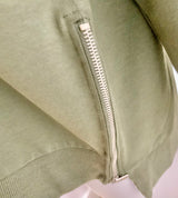 Olive Sweatshirt With Zip Detail