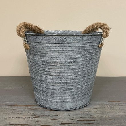 Zinc Ribbed Planter With Handles