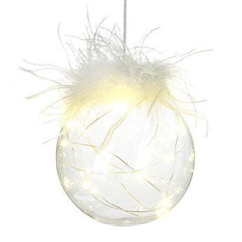 Led Glass Feather Bauble