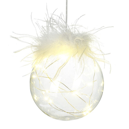 Led Glass Feather Bauble