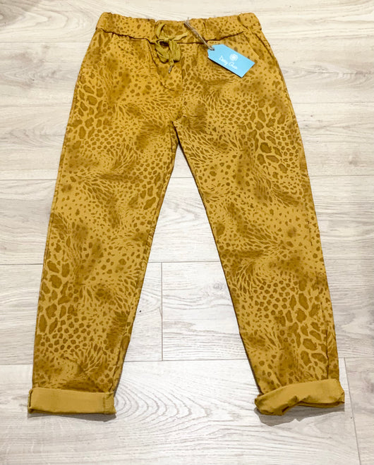 Mustard  Snake Print Magic Trousers