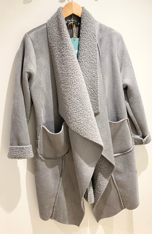 Grey Faux Skin Coat