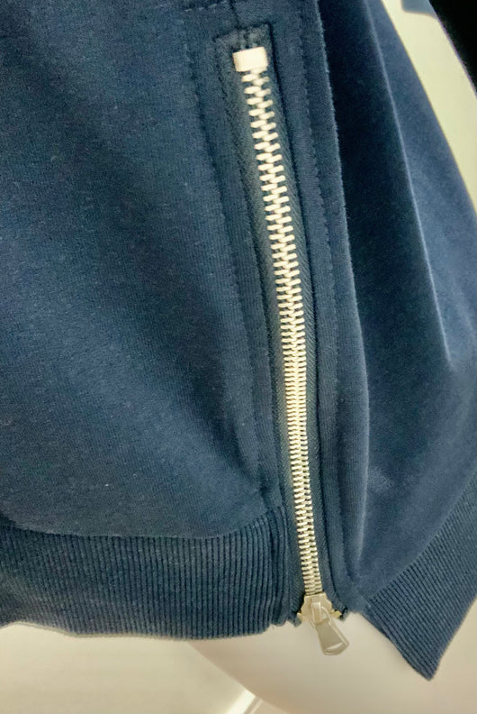 Navy Sweatshirt With Zip Detail