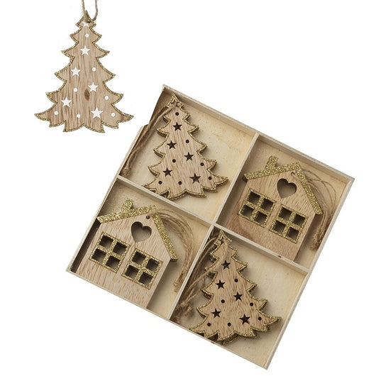 Set of  6 Wooden Decs