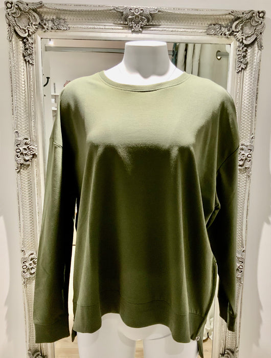 Olive Sweatshirt With Zip Detail