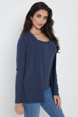 Navy Twin Set Vest & Cardi