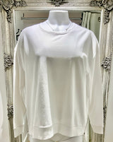 White Sweatshirt With Zip Detail