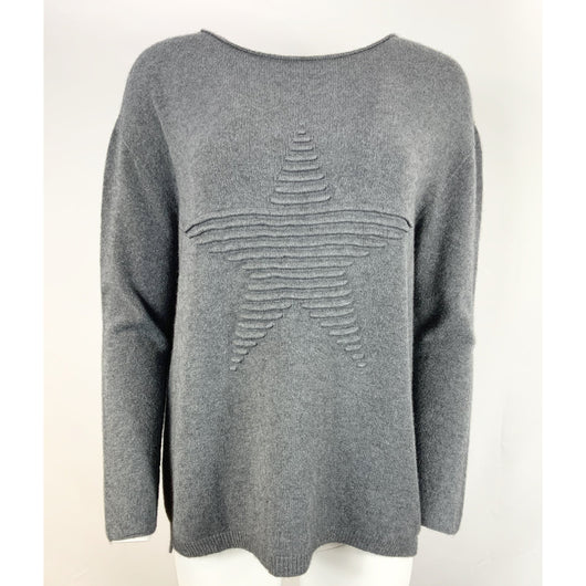 Dark Grey Star Jumper  From The Made In Italy Collection