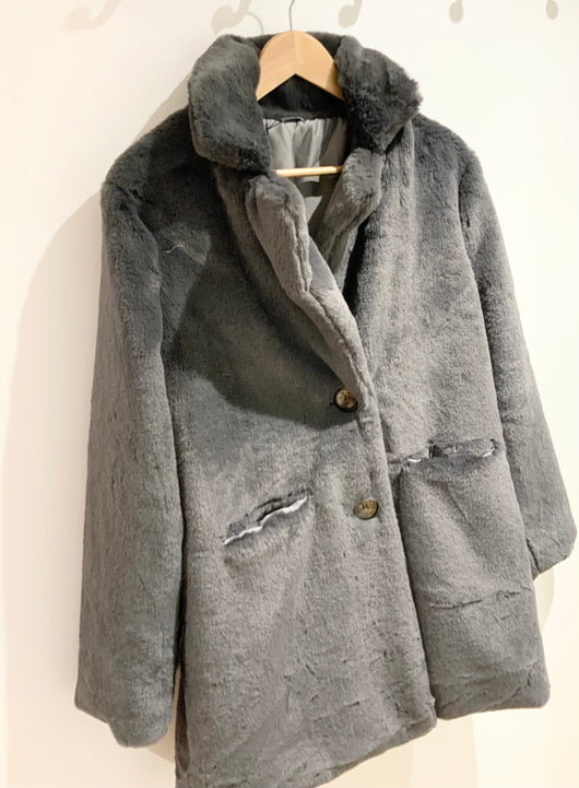 Grey Faux Fur Coat
