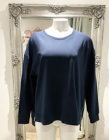 Navy Sweatshirt With Zip Detail
