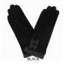 Black  With Grey Bow Detail Gloves