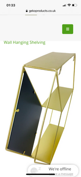 Gold Hexagen Shelf And Mirror Unit