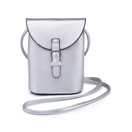 Silver cross body bag with buckle detail