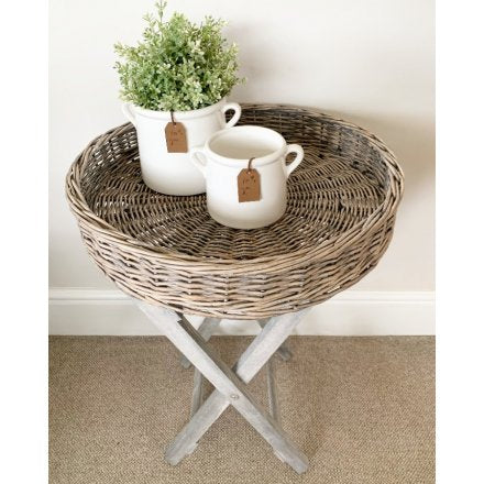 Wicker Tray Table Round