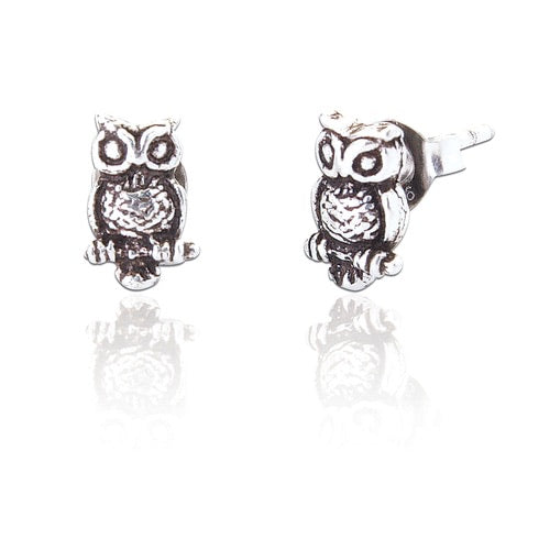 Sliver Owl Studs
