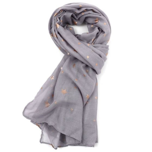 Grey gold star scarf