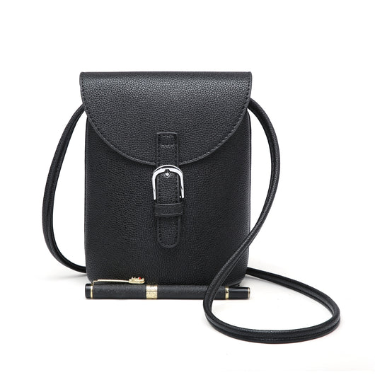 Black cross body bag with buckle detail