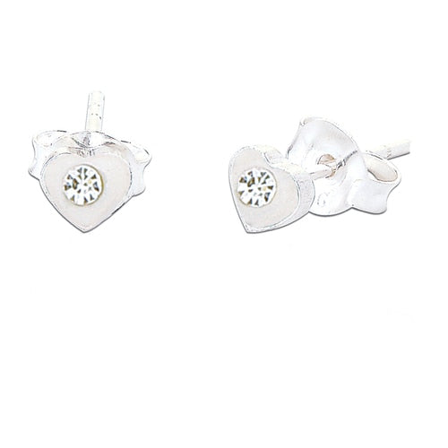 Heart Crystal Studs Silver 925