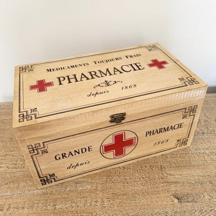 Vintage Style Wooden Pharmacy Box