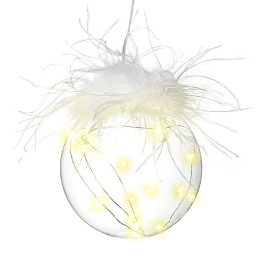 SML Led Glass Feather Bauble