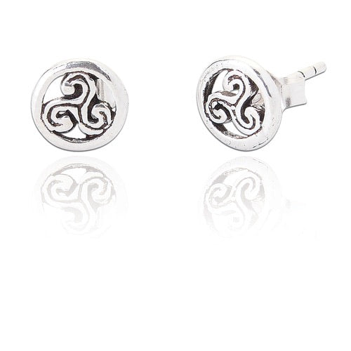 Celtic circle silver stud earrings
