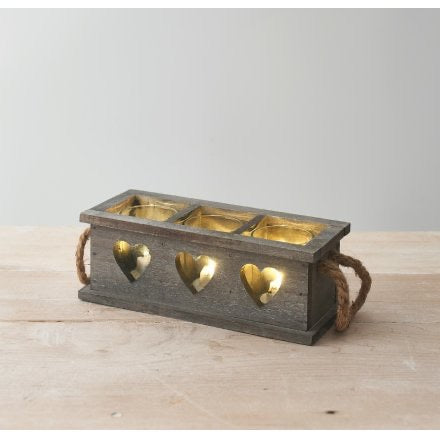 Grey Wooden Candle Tray