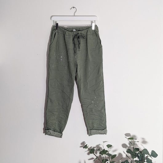 Khaki Magic Trousers With Star Detail