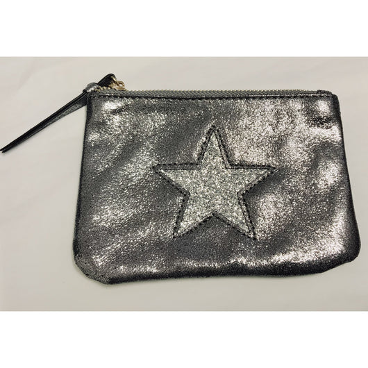 Large Pewter Metallic Purse With Silver Star